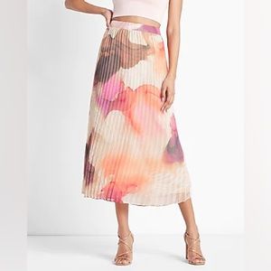 Super High Waisted Printed Pleated Midi Skirt